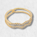Anillo Doble Linea Ondas Diamantes Pave - Oro Amarillo 18Kts