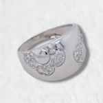 Anillo Flores c/ Zircones Pave - Oro Blanco 18Kts