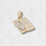 Dije (11 x 15 mm) Placa Rectangular c/ Zircones Pave - Oro Amarillo 14Kts