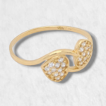 Anillo (6 x 6 mm) Tu & Yo Corazones c/ Zircones - Oro Amarillo 18Kts