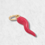 Dije Cuerno de la Suerte Esmalte Rojo - Oro Amarillo 18Kts