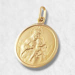 Medalla Redonda Escapulario (Ø 19 mm) Corazon de Jesus y Virgen del Carmen - Oro Amarillo 18Kts