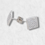 Zarcillos Cuadrado c/ Zircones Pave - Oro Blanco 14Kts