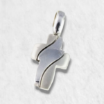 Cruz Lisa/Satinada (13 x 18 mm) - Oro Blanco 18Kts