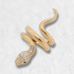 Anillo Serpiente en Espiral c/ Zircones Pave - Oro Amarillo 14Kts