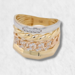 Anillo 4 Lineas Diferentes - Oro Tres Tonos 14Kts