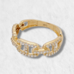 Anillos Eslabones Mariner c/ Zircones Pave - Oro Amarillo 14Kts