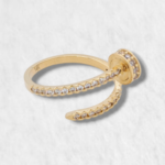 Anillo Clavo Abierto c/ Zircones Pave - Oro Amarillo 14Kts