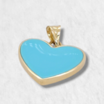 Dije Corazon c/ Esmalte Turquesa  - Oro Amarillo 14Kts