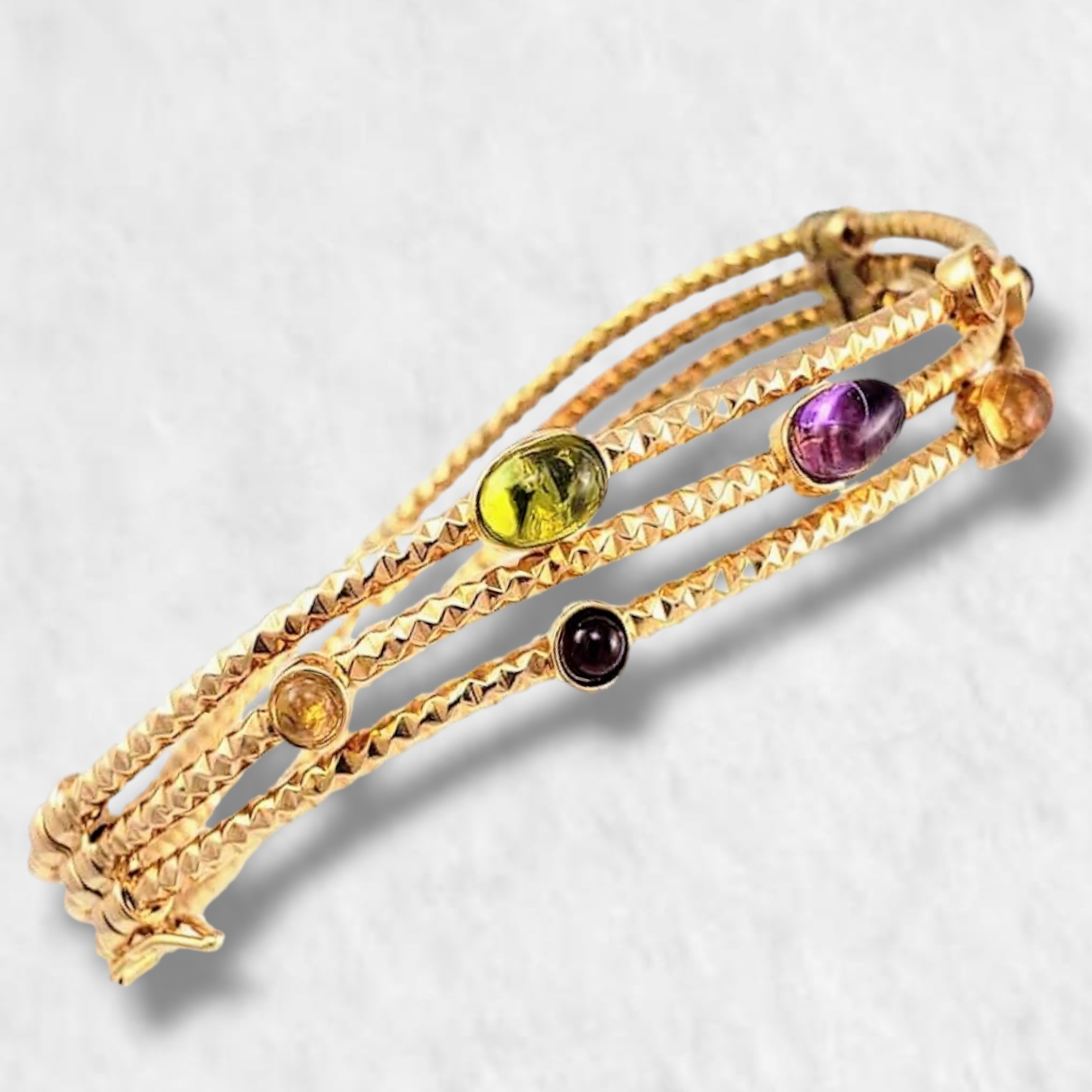 PhotoRoom-20240117_170105-e1705530637840.png Pulsera 3 Hileras c/ cabuchones piedras semi preciosas - Oro Amarillo 14Kts - Image 1