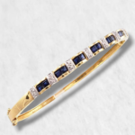 Pulsera Rigida con Zafiros y Diamantes - Oro Amarillo 18Kts