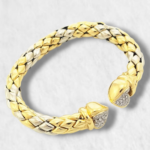 Pulsera de Dos Corazones con Diamantes - Oro Dos Tonos 18 Kts