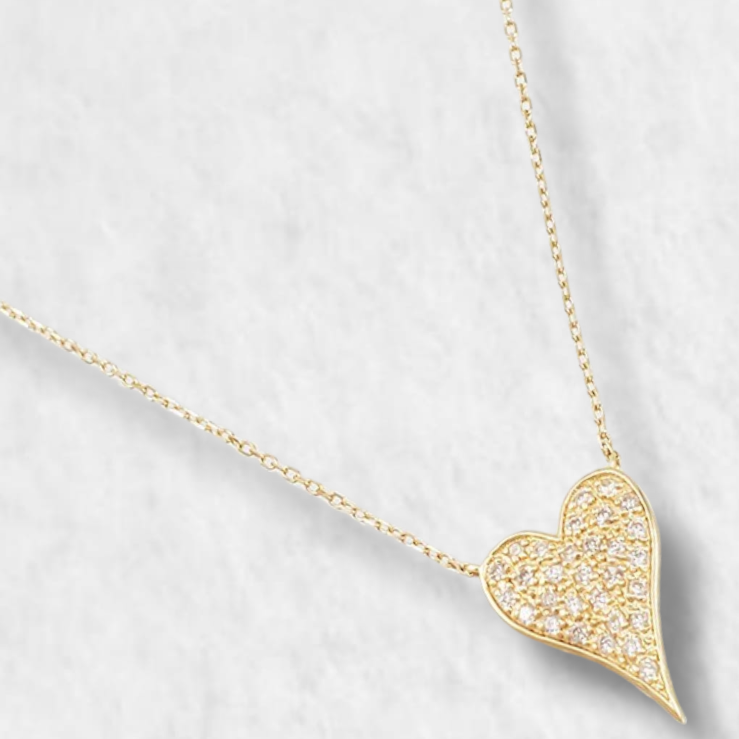 PhotoRoom-20240118_175859-e1705696980726.png Cadena (40 + 5 cm) Corazon Largo c/ Diamantes Pave - Oro 14Kts - Image 1