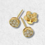Zarcillos Post Circulos c/ Diamantes Pave - Oro Amarillo 18Kts