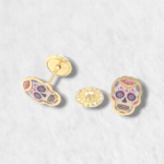 Zarcillos (5 x 7 mm) Catrinas c/ Esmalte (Screwback/Abridores) - Oro Amarillo 18Kts