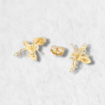 Zarcillos Post (13 x 9 mm) Abeja - Oro Amarillo 14Kts