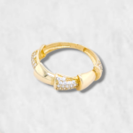 Anillo Eslabones Trapecio c/ Zircones Pave - Oro Amarillo 14Kts