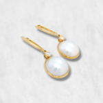Huggies (12 x 12 mm) Perlas c/ Diamante - Oro Amarillo 14Kts