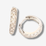 Huggies (⌀ 18mm) Lisos c/ Zircones Pave - Oro Blanco 18Kts