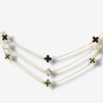 Brazalete (19 cm) Tejido Cable c/ Treboles - Oro Amarillo 14Kts