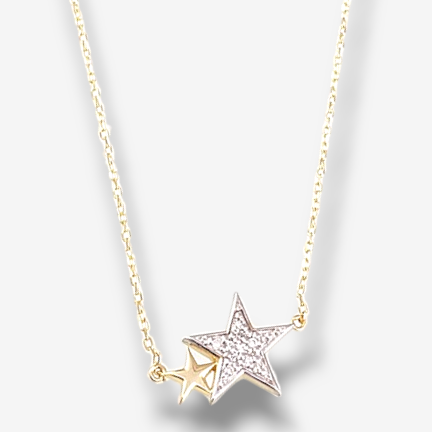 Photoroom-20240401_161253.png Cadena c/ Dos Estrellas c/ Diamantes - Oro Amarillo 14Kts - Image 1