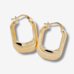 Argollas (21 x 26 mm) Puff Rectangular - Oro Amarillo 14Kts