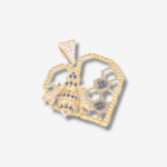 Dije (25 mm) Corazon c/ Panal & Abeja Zircones - Oro Amarillo 14Kts