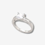 Anillo de compromiso c/ Zircon Central (Princess Cut) - Oro Blanco 14Kts - Image 2
