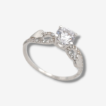Anillo Compromiso Aro c/ Zircones & Corazones - Oro Blanco 18Kts - Image 2