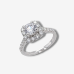 Anillo Compromiso Halo & Aro Diamantes Pave (0.65ct) & Moissanite Central (0.67ct) - Oro Blanco 18Kts