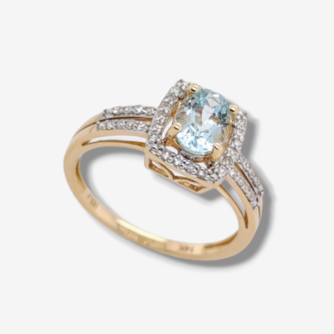 Photoroom-20240406_152025.png Anillo Compromiso c/ Aguamarina Oval & Halo de Diamantes - Oro Amarillo 14Kts - Image 1