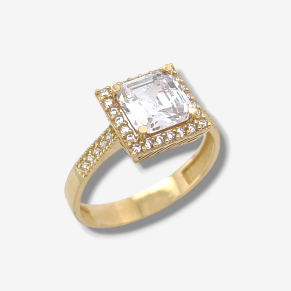 Photoroom-20240406_152057.png Anillo Compromiso Zircon Central c/ Halo de Zircones - Oro Amarillo 18Kts - Image 1