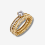 Set Anillo de Compromiso y Matrimonio c/ Zircones - Oro Amarillo 14Kts