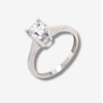 Anillo de Compromiso Solitario con Zircón - Oro Blanco 14Kts