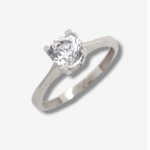 Anillo de Compromiso Solitario con Zircón - Oro Blanco 14Kts - Image 3