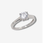 Anillo de Compromiso con Zircón Solitario Corte Brillante - Oro Blanco 14Kts