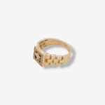 Anillo Aro Articulado Cuadrado c/ Medusa & Zircones Pave - Oro Amarillo 14Kts