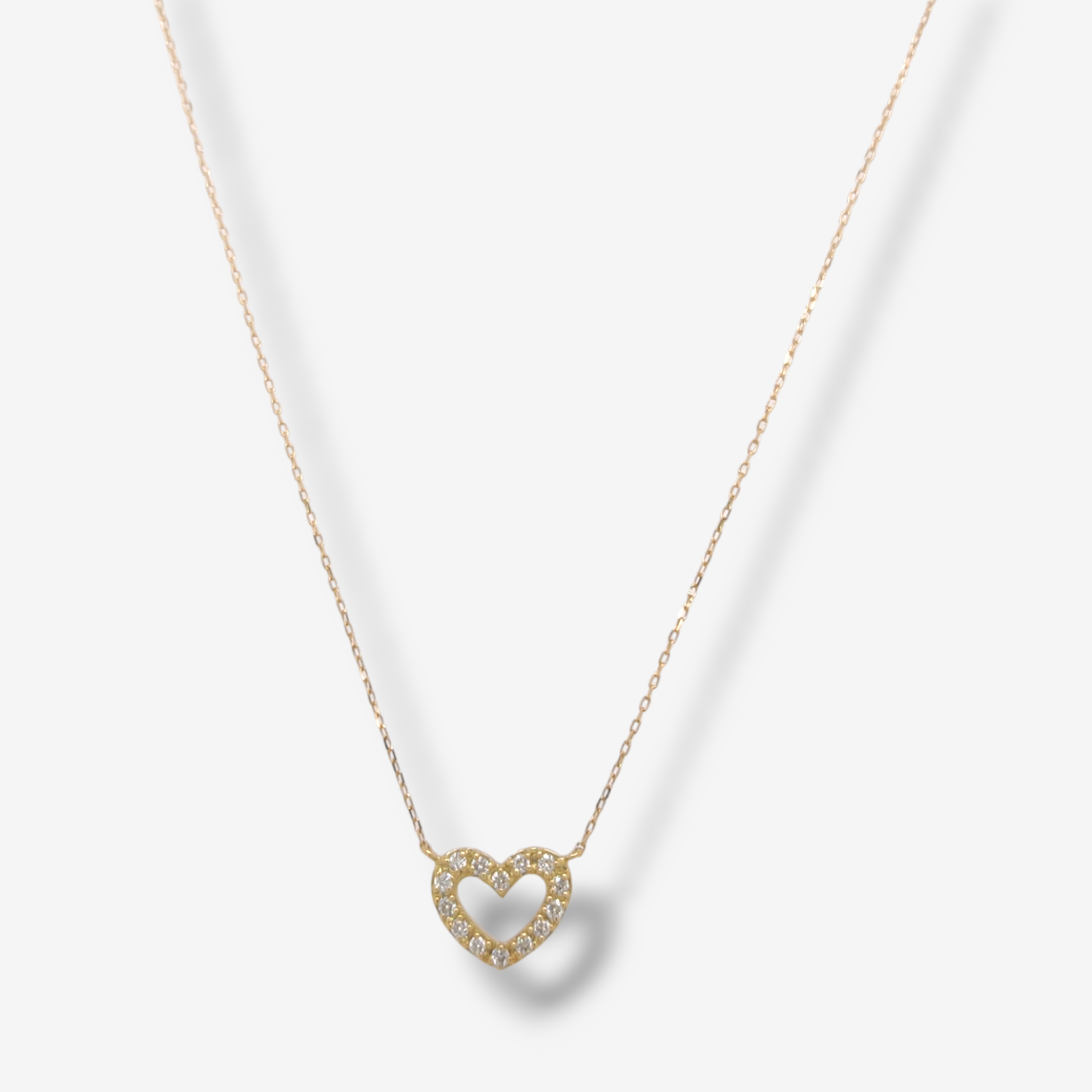 Photoroom-20240520_125359.png Cadena (38 cm + 3 cm) con Corazón silueta Pavé Diamante (0.10 Ct) - Oro Amarillo 18kts - Image 1