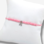 Brazalete Hilo Rosa c/ Dije Lazo Diamantes - Oro Blanco 14Kts
