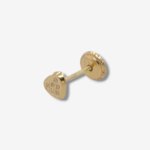 Unitario Corazon c/ Zircones Pave (Screwback/Abridores) - Oro Amarillo 18Kts