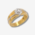 Anillo c/ Diamante Solitario - Oro Dos Tonos 18Kts
