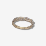 Anillo Dos Lineas Entrelazadas c/ Diamantes Pave - Oro Amarillo 14Kts