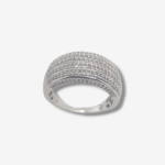 Anillo Domo c/ Diamantes Pave - Oro Blanco 14Kts