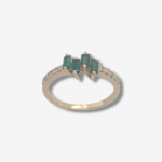 Anillo c/ 4 Esmeraldas & Diamantes  - Oro Amarillo 14Kts