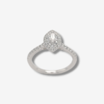 Anillo Diamante Marquise Central c/ Doble Halo & Aro c/ Diamantes - Oro Blanco 14Kts