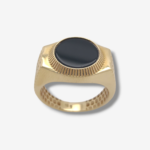 Anillo (15.8 mm) Caballero Estilo Reloj c/ Onix Redondo  - Oro Amarillo 18Kts