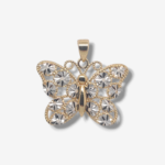 Dije (22 x 14 mm) Mariposa c/ Filigrana Diamantada - Oro Dos Tonos 18Kts