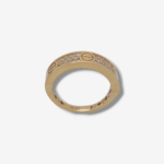 Anillo (5 mm) Zircones Pave & Circulos Estampados - Oro Amarillo 14Kts