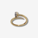 Anillo (2.2 mm)  Espiral c/ 1/2 Circulo & Punta c/ Zircones Pave - Oro Amarillo 14Kts