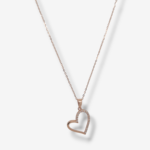 Cadena (45 cm) Corazon c/ Diamantes - Oro Rosa 14Kts